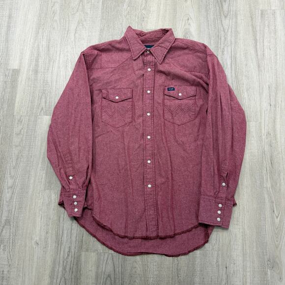 Wrangler Snap Button Shirt Men's 2XL XXL Red Long Sleeve Western Cowboy Rodeo - Picture 1 of 7